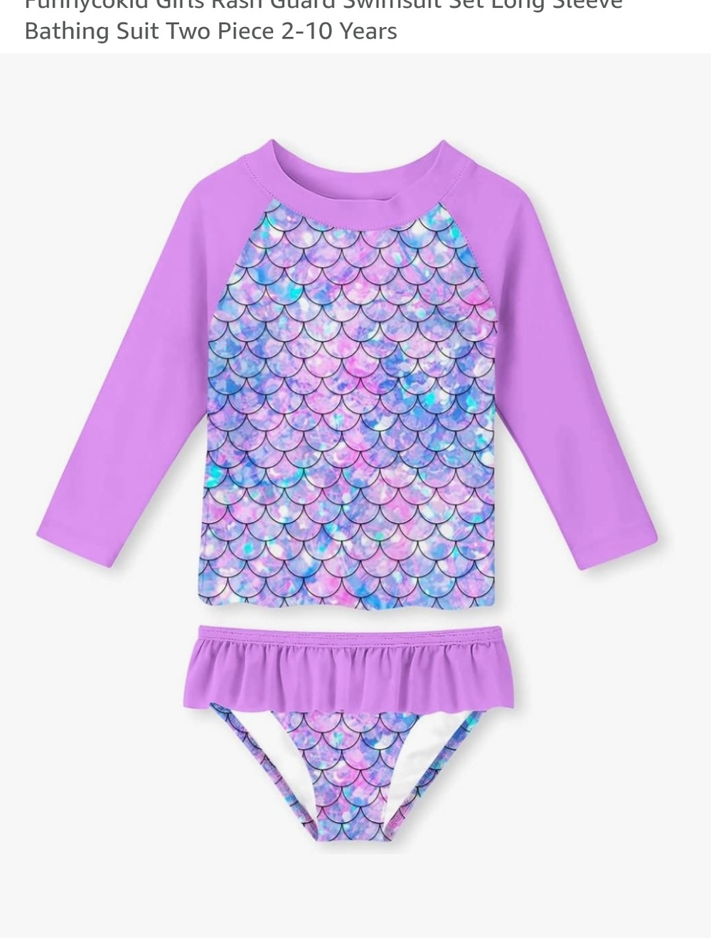 Girls 2T-3T Purple Mermaid-Print Rash Guard Swim Set
